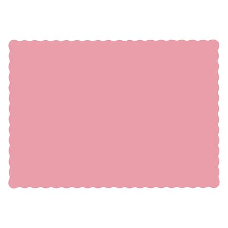 Hoffmaster 10" x 14" Scalloped Dusty Rose Pink Paper Placemats, PK1000 310525